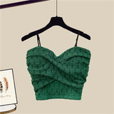 Summer New Lace Suspender White Shirt Wide Leg Pants Three-piece Elegant Women Pants Set Summer Outfits