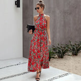 Cotton Dress Women Maxi Summer Long Party Clothes Polka Dot Print Sexy Backless Sleeveless Irregular Beach Sundress