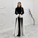 2025 New Women's Horn Sleeves Spliced Elegant Waist
