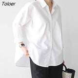 Lady Cotton White Blouse Women 2023 Long Sleeve Loose Women Shirts Casual Loose Button Shirt Tops Female Clothing