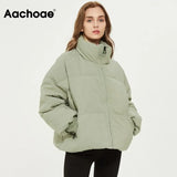 Autumn Winter Women Fashion Thick Warm Padded Parkas Coats Female Long Sleeve Pockets Coat Chic Elegant Outerwear