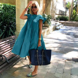 O Neck Casual Women Dress Lantern Short Sleeve Solid Pink Mini Dress Ladies Elegant A Line Summer