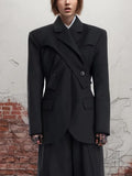 Toloer Sleeve Small Suit 2024 Summer New Temperament Senior Sense Irregular Slim Type Formal Suit Jacket Female-Outfit