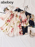 Women Halter Floral Playsuits Holiday flower overalls bohemian off shoulder beach jumpsuits wide leg chiffon