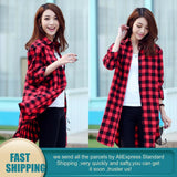 New 2020 Button Down Shirt for Women Plus Size Cotton Long Plaid Flannel Shirt Korean Full Sleeve Casual Loose
