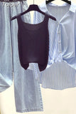 Chiffon Shirt Elastic Waistcoat Wide Leg Jeans Three-piece Elegant Women Pants Set Summer Outfits Street