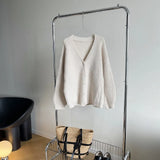 Women's Bat Sleeve V-Neck Oversized Sweater Thick Cardigan Autumn Winter 2022 New Knit