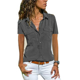 Summer Autumn New Ladies Shirt Collar Short-Sleeved Shirt Women's