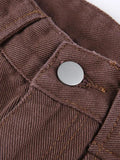 High Waist Plain Straight Leg Jeans-Outfit