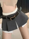 Fashion Women Mini Skirt Low Elastic Folds Contract Color Zipper Spliced Slim Cotton Skirts Summer 2023 New Tide
