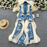 Folded Dress Women 2025 Spring Dress High Fashion High Fashion High-Grade High-Rise Thin Print Embossed