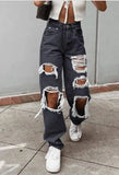 Ripped High Waist Boyfriend Jeans-Outfit