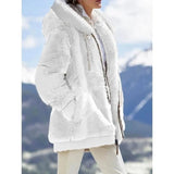 Hot New Autumn And Winter Loose Plush Multi-Color Hooded Coat