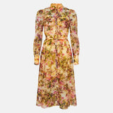 Loose Midi Dress For Women Lapel Long Sleeve High Waist Print Colorblock Dresses Female Spring Clothing Style