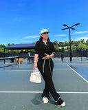 Toloer New Women's Casual Knit Wide-Leg Pants Suit-Outfit
