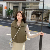 Short Cotton-Padded Jacket Vest Female Senior Sense Winter College Wind 2024 New Short Fried Street Collar Vest Thick Coat-Outfit
