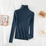 Women's Turtleneck Autumn and Winter Thicken Sweater Fashion 2021 Casual Pullover Knitted Jumper Striped Vintage Sweater