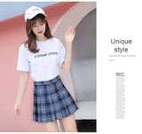 Pleated Skirt Women Summer Preppy Style Pink High Waist Chic Stitching Skirts Student Cute Sweet Girls Dance Skirt