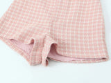 Pink Plaid Tweed Jacket And Shorts Set-Outfit
