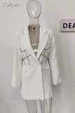 Fashion Women's Blazer New Notched Long Sleeves Solid Spliced High Waist Slim Suit Jackets Female Tide Summer 2023