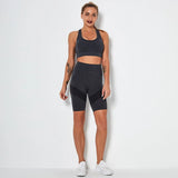 Gym Set Fitness Clothing Sportswear High Waist Women Gym Leggings Tights Padded Push-up Sports Bra 2 Pcs Sports