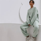 Tracksuit Women Sports And Leisure Sweater Suit Long Sleeve O-Neck Top And Long Sports Pants 2021 Autumn Two-Piece
