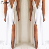 Sexy Maxi Dress Women Sleeveless Backless Boho Long Dress Bridesmaid Formal Summer Party Bandage Slit Dress
