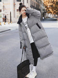 2022 Winter Long Jacket Warm Sonw Coat Women Plaid Puffer Jacket Cotton Padded Parkas Thick Loose Female Windproof