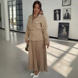 Women's Clothing 2025 Autumn New Button Suit Jacket 100-Folded Skirt