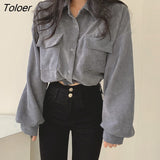 Women Jackets Solid Cool Short Style Coat Single Breasted Femme High Street Retro Corduroy All-match Outwear Minimalism