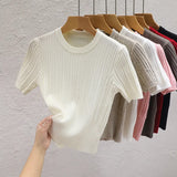 Sweater Woman 2025 Spring And Summer New T-Shirt High-End Design Sense With Knitted Shirt Pure Desire