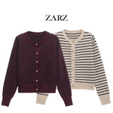 Homemade New Women's Classic Fashion Striped Knitted Coat