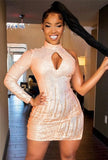 Sequin Gold Single Sleeve Keyhole Mini Club