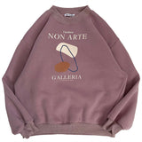 Abstract Printing Sweatshirt Women Thickening Fleece Warm Loose Round Neck Pullover