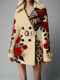 New Fashion Temperament Print Collar Coat Women's