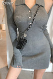 Sexy Woman Dress Korean Sweater Clothes Knit Robe Y2K Bodycon Dresses Off Shoulder Halter Vestidos Female Mini Dress