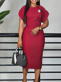 New Short Sleeve Round Collar Fashion Elegance OL Packed African Grand