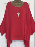 2022 Oversized Tunics Plus Size 5XL Batwing Sleeve Womens Blouses Loose Solid O Neck Shirt Women Asymmetric Tops