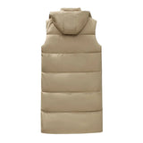 Down Cotton Jacket Vest Women's Medium Long Coat 2024 New Autumn And Winter Vest Through The Knee Horse Clip Thickened-Outfit
