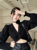 Temperament Tops Female V-neck Puff Sleeve Floral Blouse for Women Cropped Top 2023 Blusas Mujer De Moda Chic Sexy Shirts
