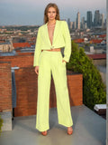 Toloer Casual Style Suit 2024 Summer New V-Neck Cardigan Short Suit High Waist Straight Leg Trousers Two-Piece Set-Outfit