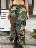 Fashion Women's Denim Skirt Elastic Waist Split Burr Camouflage Pocket Button Long Skirts Female Spring 2023 New
