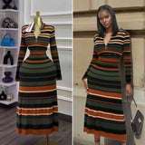 Collidered Straight-Colored Large-Size Knitted Dress Long Sweater Dress Loose Lazy