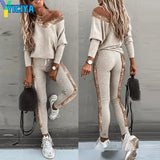 Women Jogger Winter Pants For Plus Size Top Sets Two Piece Set Women's 2022 Pants Suit Female Met Warm Tops