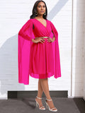 With Belt Women's Summer New Fashion Elegant V-Neck Cape
