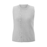 Sleeveless Knit Button Top-Outfit