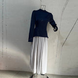 2025 New Solid Color Dress Fashion Fake Two Long-Sleeved Dress
