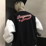 Spring Autumn Letter R Men Women Couples Tops Harajuku Coat American Baseball Bomber Jacket Loose Plus Size Streetwear