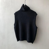 Women's Solid Color High Neck Sleeveless Sweater 2022 Autumn Knitted