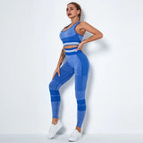 Athletic Seamless Striped Set Gym Sport Suit Workout Clothes Women Long Sleeve Shirts Seamless Shorts Fitness